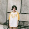 TE6300GZF New fashion loose letters print color matching round neck t-shirt