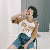 TE6300GZF New fashion loose letters print color matching round neck t-shirt