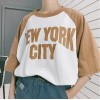 TE6300GZF New fashion loose letters print color matching round neck t-shirt