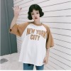 TE6300GZF New fashion loose letters print color matching round neck t-shirt