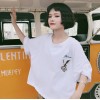 TE6305GZF Loose eagle embroidery hollow out back t-shirt