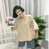 TE6305GZF Loose eagle embroidery hollow out back t-shirt