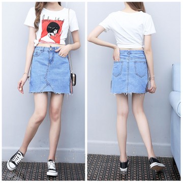 TE2022AYY Summer empire waist A-line tight hip denim skirt