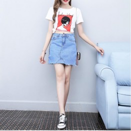 TE2022AYY Summer empire waist A-line tight hip denim skirt