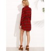 TE3092YZS Europe black and red checks slim waist long shirt