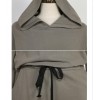 TE6547YZS Drawstring waist long sleeve slit back fleece dress with cap