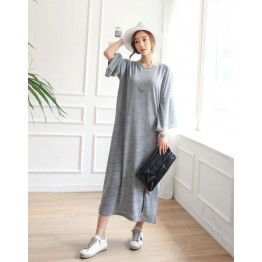 TE6552YZS Large size slit hem loose casual maxi dress