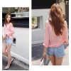 TE6555YZS Candy color one side off shoulder sexy long sleeve t-shirt