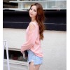 TE6555YZS Candy color one side off shoulder sexy long sleeve t-shirt