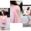 TE6555YZS Candy color one side off shoulder sexy long sleeve t-shirt