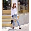 TE6555YZS Candy color one side off shoulder sexy long sleeve t-shirt