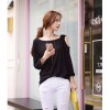 TE6555YZS Candy color one side off shoulder sexy long sleeve t-shirt