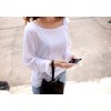 TE6555YZS Candy color one side off shoulder sexy long sleeve t-shirt