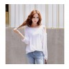 TE6555YZS Candy color one side off shoulder sexy long sleeve t-shirt