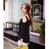 TE6555YZS Candy color one side off shoulder sexy long sleeve t-shirt