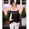 TE6555YZS Candy color one side off shoulder sexy long sleeve t-shirt