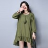 TE9131YZS Spring national style large size lacing flouncing pleat dress