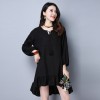 TE9131YZS Spring national style large size lacing flouncing pleat dress