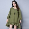 TE9131YZS Spring national style large size lacing flouncing pleat dress