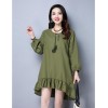 TE9131YZS Spring national style large size lacing flouncing pleat dress