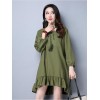 TE9131YZS Spring national style large size lacing flouncing pleat dress