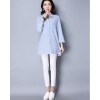 TE9156YZS Fresh style stripes embroidery splicing shirt