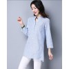 TE9156YZS Fresh style stripes embroidery splicing shirt