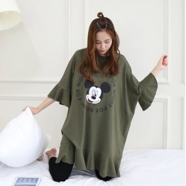 TE1562GJWL Plus size batwing sleeve flouncing print large t-shirt