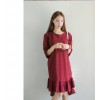 TE1563GJWL Korean fashion loose fashion irregular flouncing hem long t-shirt dress