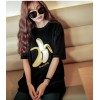 TE1564GJWL Loose comfortable joker banana embroidery silver fox wool large T-shirt