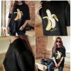 TE1564GJWL Loose comfortable joker banana embroidery silver fox wool large T-shirt