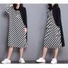 TE1566GJWL Plus size stripes splicing stand collar dress
