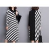 TE1566GJWL Plus size stripes splicing stand collar dress