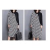 TE1566GJWL Plus size stripes splicing stand collar dress