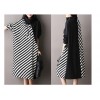 TE1566GJWL Plus size stripes splicing stand collar dress