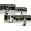 TE1568GJWL Casual fashion slit wide stripes long dress with vest inner two pieces