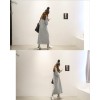 TE6541YZS Large size loose batwing sleeve slit pure color long t-shirt dress