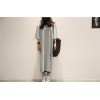 TE6541YZS Large size loose batwing sleeve slit pure color long t-shirt dress