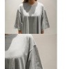 TE6541YZS Large size loose batwing sleeve slit pure color long t-shirt dress