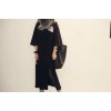 TE6541YZS Large size loose batwing sleeve slit pure color long t-shirt dress