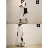 TE6541YZS Large size loose batwing sleeve slit pure color long t-shirt dress