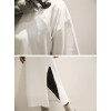 TE6541YZS Large size loose batwing sleeve slit pure color long t-shirt dress