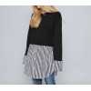 TE6543YZS Large size stripes hem splicing long sleeve shirt