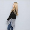 TE6543YZS Large size stripes hem splicing long sleeve shirt