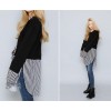 TE6543YZS Large size stripes hem splicing long sleeve shirt