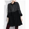 TE1686GJWL Loose fashion splicing wide checked irregular shirt