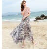 TE2151LY Print bohemia wide hem chiffon beach skirt