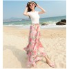 TE2157LY Print bohemia wide hem chiffon beach skirt