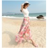TE2157LY Print bohemia wide hem chiffon beach skirt