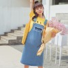 TE6670WRZS New style rough edge letters embroidery denim suspender skirt